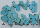 CTD2012 Top drilled 20*25mm - 30*35mm freeform turquoise beads