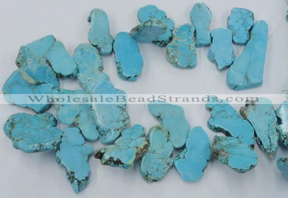 CTD2012 Top drilled 20*25mm - 30*35mm freeform turquoise beads