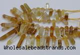 CTD2111 Top drilled 10*25mm - 12*45mm sticks yellow quartz beads