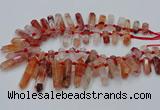 CTD2112 Top drilled 10*25mm - 12*45mm sticks pink quartz beads