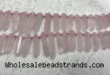 CTD2114 Top drilled 10*25mm - 12*45mm sticks rose quartz beads