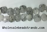 CTD2143 15*25mm - 18*25mm freeform black rutilated quartz  beads