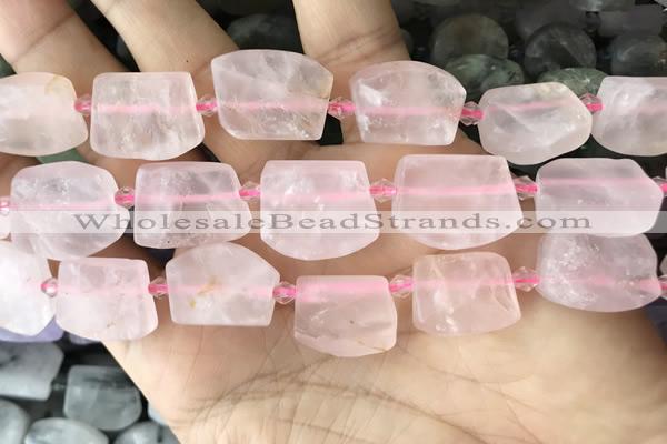 CTD2280 Top drilled 15*20mm - 17*23mm freeform rose quartz beads