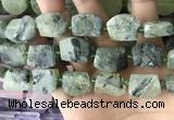 CTD2283 Top drilled 15*20mm - 17*23mm freeform green rutilated quartz beads