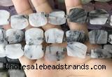 CTD2284 Top drilled 15*20mm - 17*23mm freeform black rutilated quartz beads