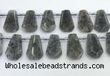 CTD2352 Top drilled 16*18mm - 20*30mm freeform moss quartz beads