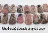 CTD2360 Top drilled 16*18mm - 20*30mm faceted freeform rhodonite beads