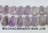 CTD2369 Top drilled 16*18mm - 20*30mm faceted freeform kunzite beads