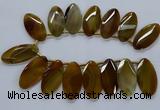 CTD2530 Top drilled 28*57mm faceted oval agate gemstone beads