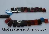 CTD2614 Top drilled 14*27mm - 16*42mm rectangle agate beads