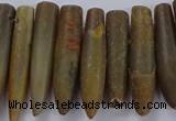 CTD2676 Top drilled 8*30mm - 12*50mm bullet agate fossil beads