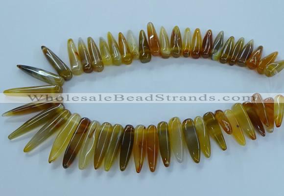 CTD2683 Top drilled 8*25mm - 10*50mm bullet agate gemstone beads