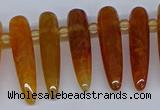 CTD2724 Top drilled 8*35mm bullet agate gemstone beads wholesale