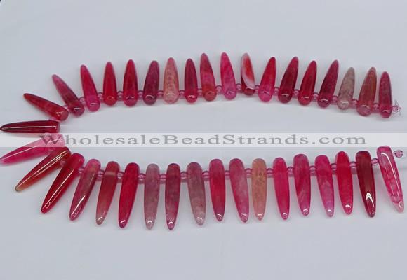 CTD2726 Top drilled 8*35mm bullet agate gemstone beads wholesale