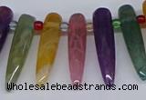 CTD2730 Top drilled 8*35mm bullet agate gemstone beads wholesale