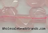 CTD314 Top drilled 15*18mm - 18*20mm faceted freeform rose quartz beads