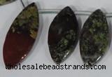 CTD33 Top drilled 10*24mm – 17*40mm marquise dragon blood jasper beads