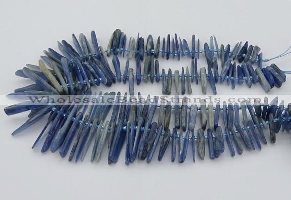 CTD3595 Top drilled 2*15mm - 5*40mm sticks blue kyanite beads