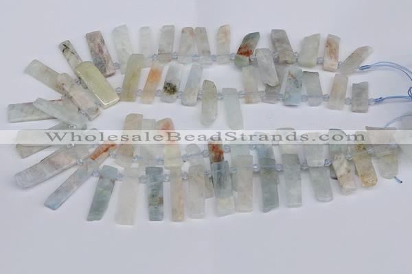 CTD3710 Top drilled 8*20mm - 10*35mm sticks aquamarine beads