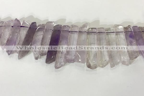 CTD3722 Top drilled 8*20mm - 10*50mm sticks light amethyst beads