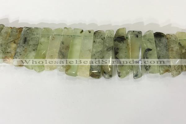 CTD3725 Top drilled 8*20mm - 10*50mm sticks green rutilated quartz  beads