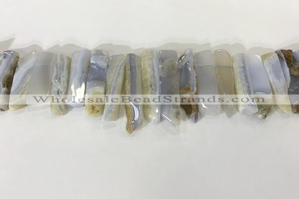 CTD3730 Top drilled 8*20mm - 10*50mm sticks blue chalcedony beads