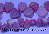 CTD3857 Top drilled 8*10mm - 10*12mm freeform pink opal beads