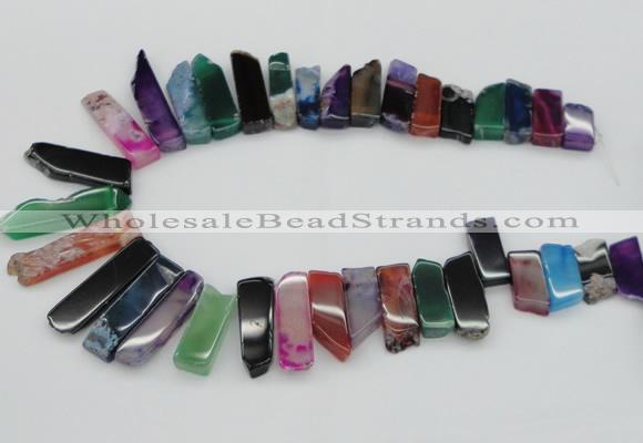 CTD389 Top drilled 10*20mm - 12*55mm wand mixed agate gemstone beads