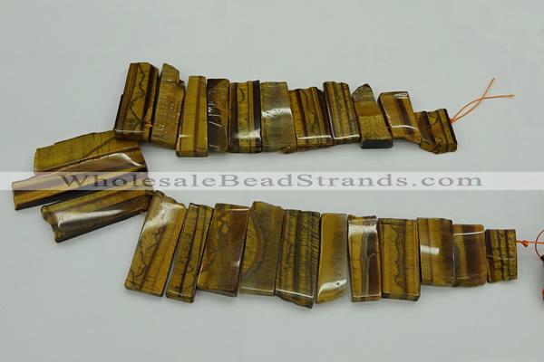 CTD405 Top drilled 12*25mm - 18*50mm sticks yellow tiger eye beads