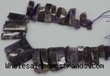 CTD406 Top drilled 10*25mm - 15*50mm sticks amethyst beads