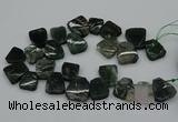 CTD435 Top drilled 18*25mm - 22*30mm freeform moss agate beads