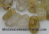 CTD449 Top drilled 10*14mm - 12*20mm freeform golden rutilated quartz beads