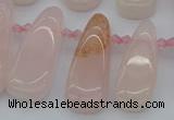 CTD476 Top drilled 12*25mm - 15*45mm freeform rose quartz beads