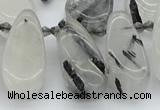 CTD483 Top drilled 10*22mm - 15*45mm freeform black rutilated quartz beads