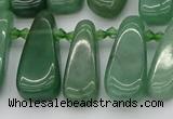 CTD488 Top drilled 10*22mm - 15*45mm freeform green aventurine beads