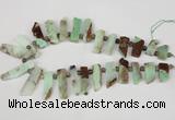 CTD640 Top drilled 10*25mm - 12*45mm wand australia chrysoprase beads