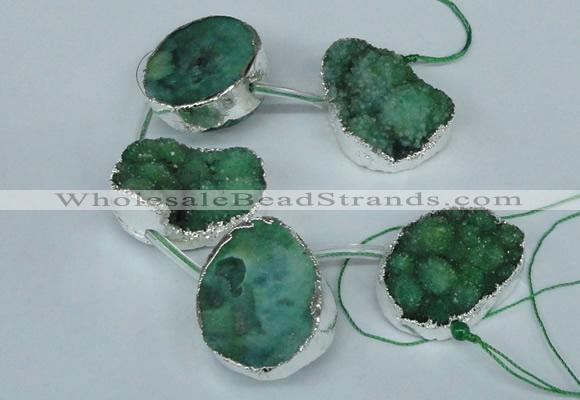 CTD771 30*35mm - 35*45mm freeform agate beads with brass setting