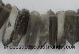 CTD927 Top drilled 6*18mm - 6*35mm wand smoky quartz beads