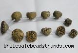 CTD994 Top drilled 12*15mm - 18*25mm nuggets plated druzy agate beads