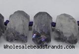 CTD998 Top drilled 15*20mm - 20*25mm nuggets plated druzy amethyst beads