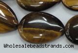 CTE102 15.5 inches 22*30mm flat teardrop yellow tiger eye beads