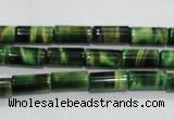 CTE1029 15.5 inches 6*12mm tube dyed green tiger eye beads wholesale