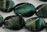 CTE1078 15.5 inches 18*25mm twisted oval dyed green tiger eye beads