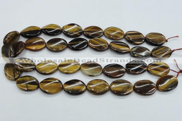 CTE110 15.5 inches 18*25mm twisted oval yellow tiger eye beads