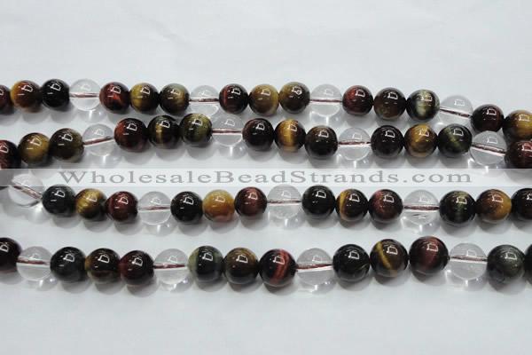 CTE1126 15 inches 8mm round mixed tiger eye & white crystal beads