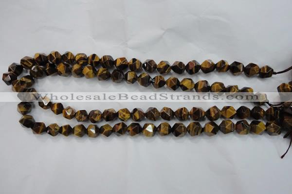 CTE1202 15 inches 10mm faceted nuggets yellow tiger eye beads