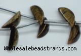 CTE124 6*17mm top-drilled moon yellow tiger eye beads wholesale