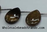 CTE126 18*25mm top-drilled flat teardrop yellow tiger eye beads wholesale