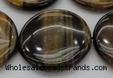 CTE1354 15.5 inches 40mm flat round yellow & blue tiger eye beads