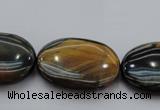 CTE1364 15.5 inches 15*20mm oval yellow & blue tiger eye beads